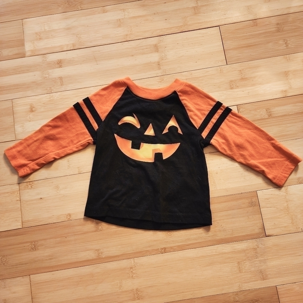 Way To Celebrate Black Orange Long Sleeve Jack-O-Lantern Halloween Tee 12M Baby